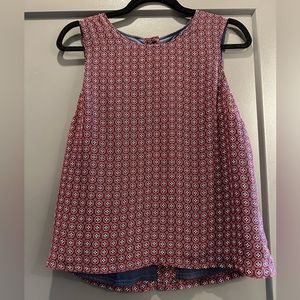 Banana republic blue and red patterned button down back tank top